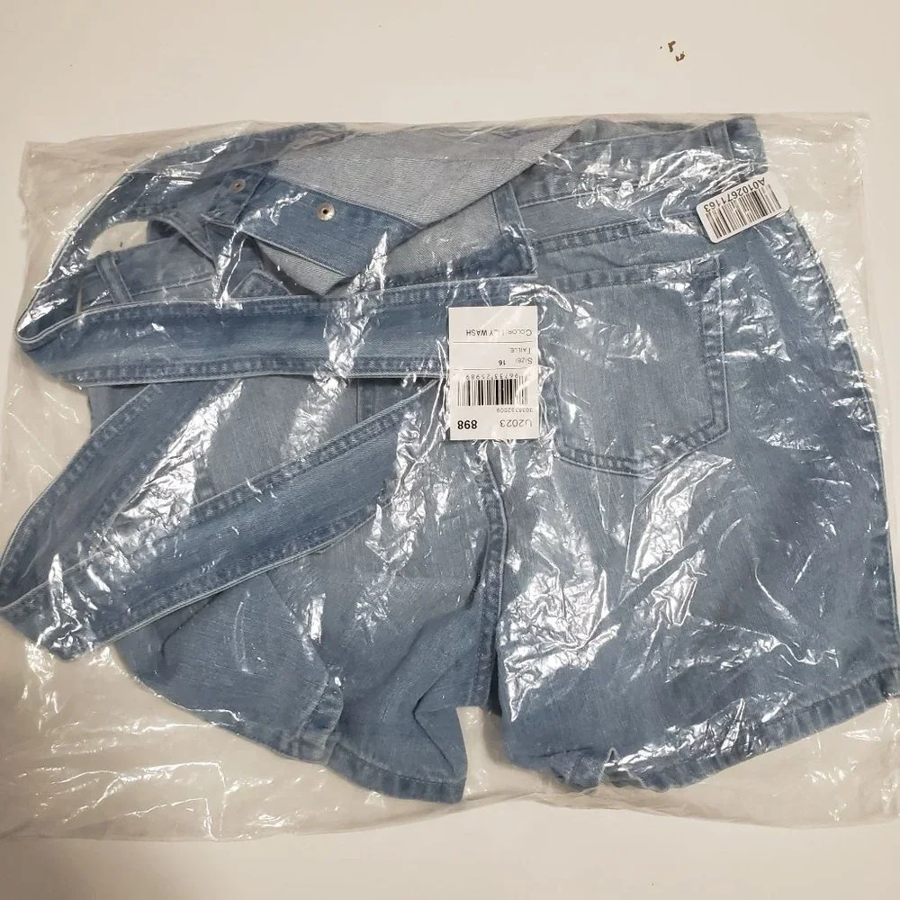 New The Children's Place Girls Button Front Denim Shortalls - Lily Wash - Size 1